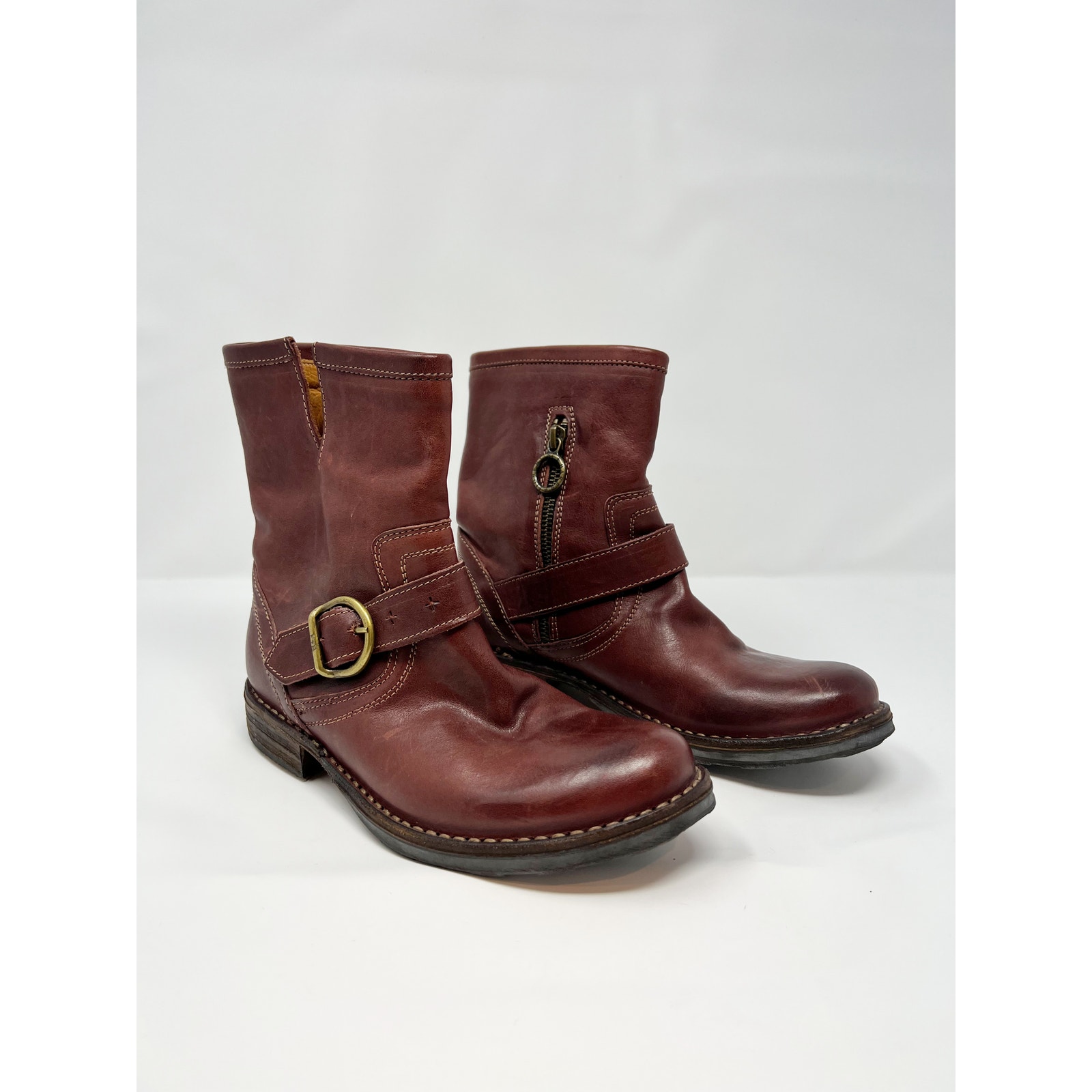 Fiorentini & Baker Leather Eternity Eli Moto Cropped Ankle Boot With Buckle 36